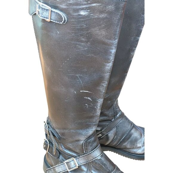 Rare Dr Martens Distressed Moto Boots Mens 8 Metallic Gray Zip VTG Grunge Punk - Picture 6 of 16